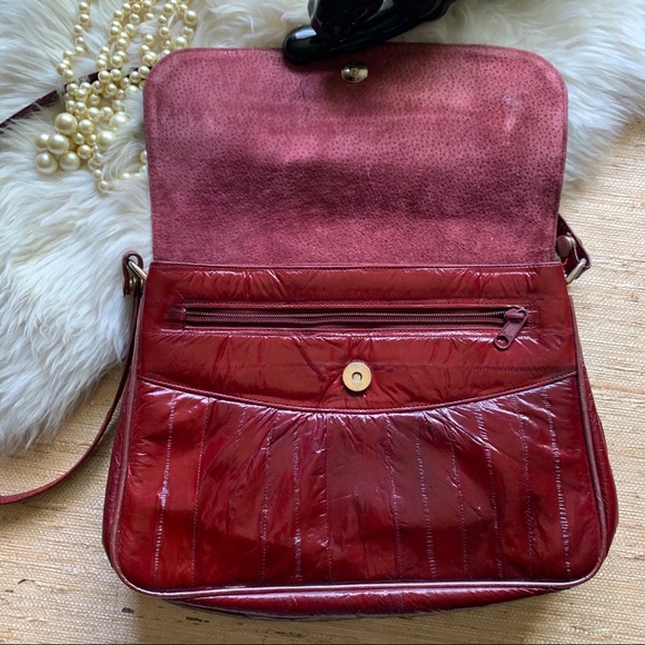 Cranberry Red Eel Leather Clutch/Crossbody - Picture 7 of 8